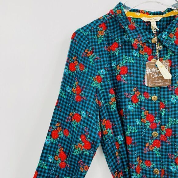 NEW Matilda Jane Checked Floral Fa La La Long Sleeve Shirt Dress Small - Picture 6 of 13